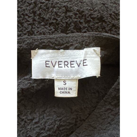Evereve Babydoll Dress Puff Sleeve S Black Waffle Texture Dark Coquette - Picture 8 of 14